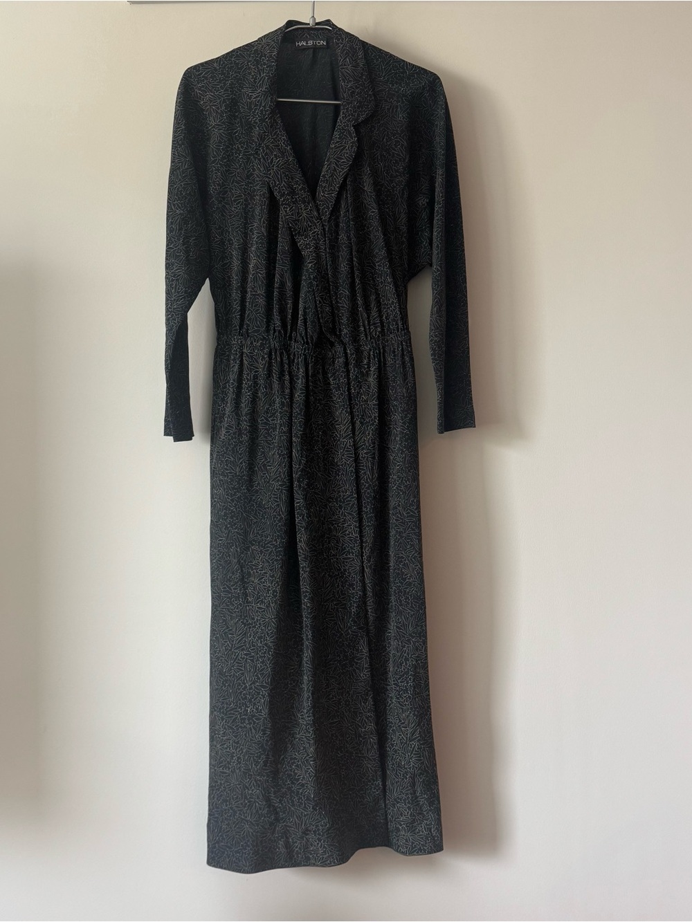 Vintage 70s HALSTON Silk Midi Dress Rizik Bros XS-S